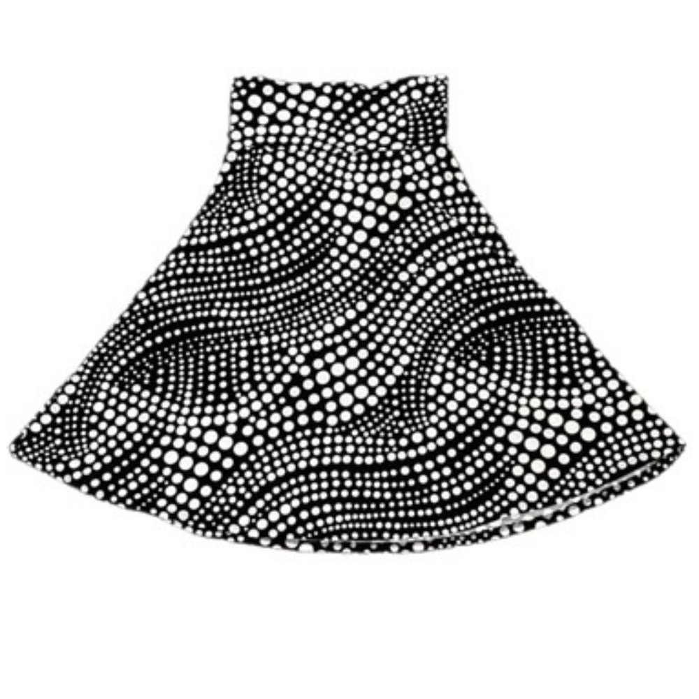 LulaRoe Black with White Polka Dots Midi Skirt Size XS